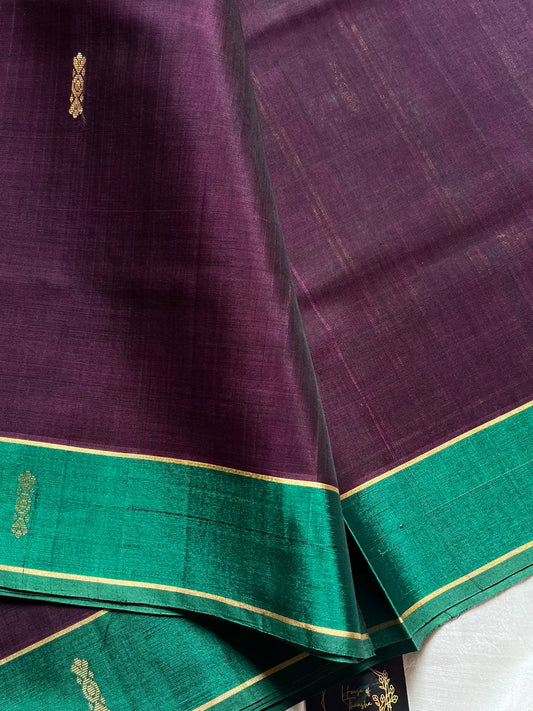 Vegan Silk Saree – Dark Purple Handloom Art Silk