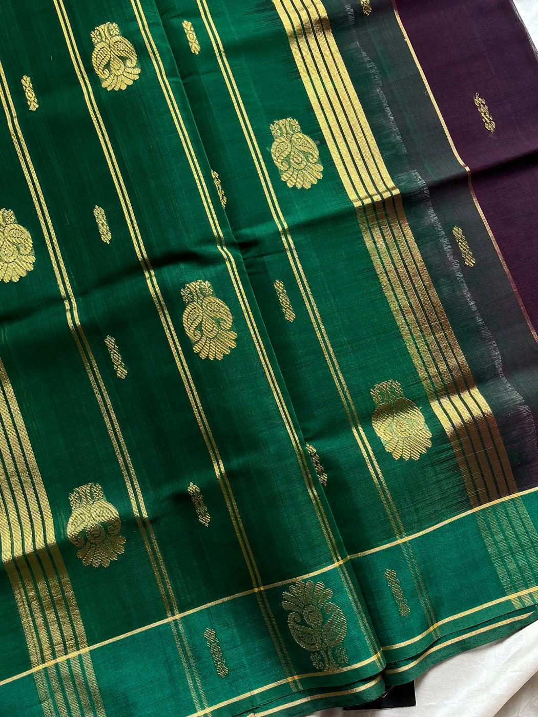 Vegan Silk Saree – Dark Purple Handloom Art Silk