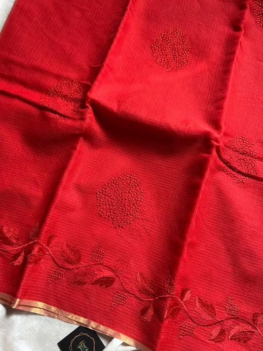 Kota Silk Cotton Saree - Red