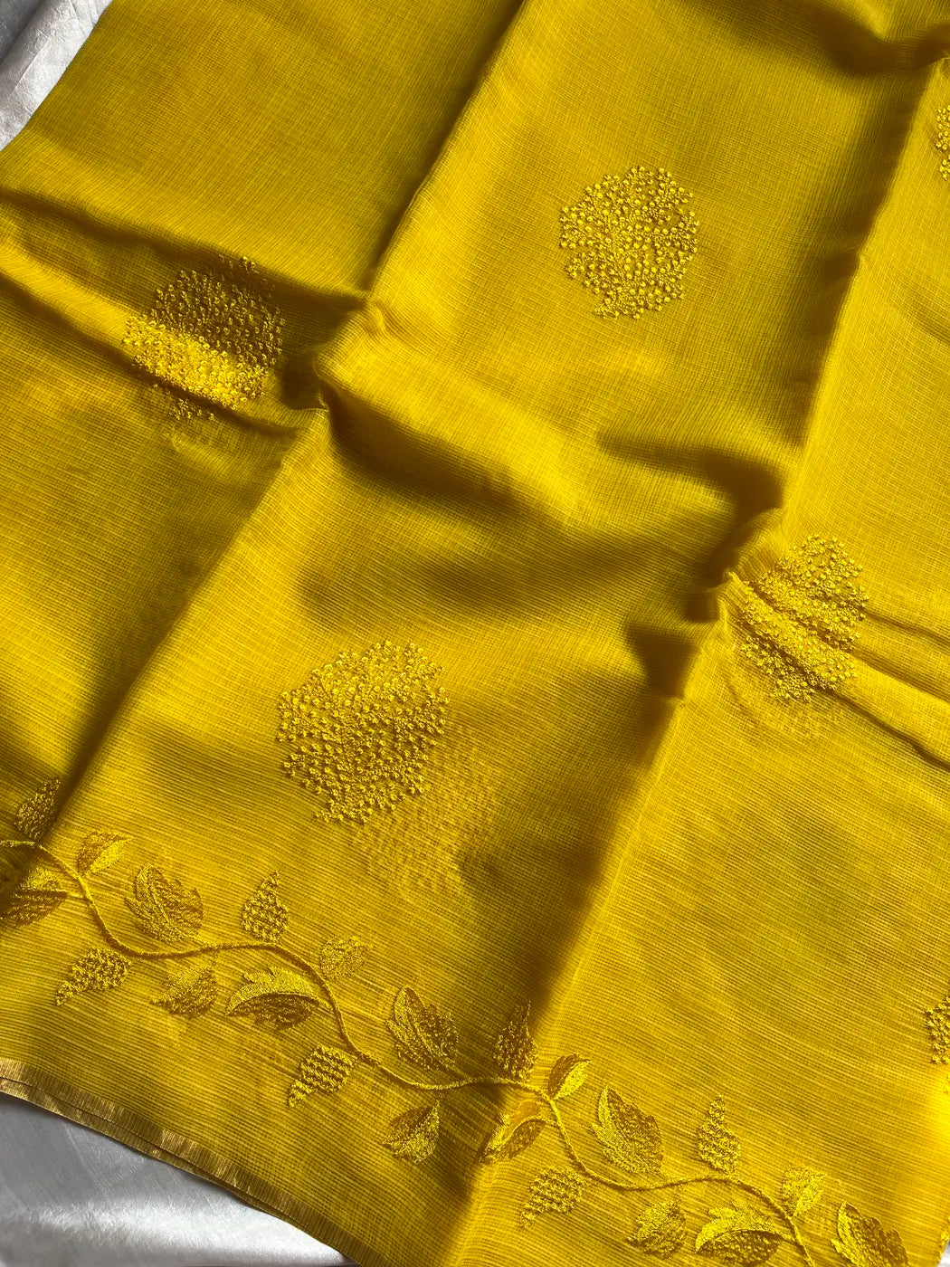 Kota Silk Cotton Saree - Yellow