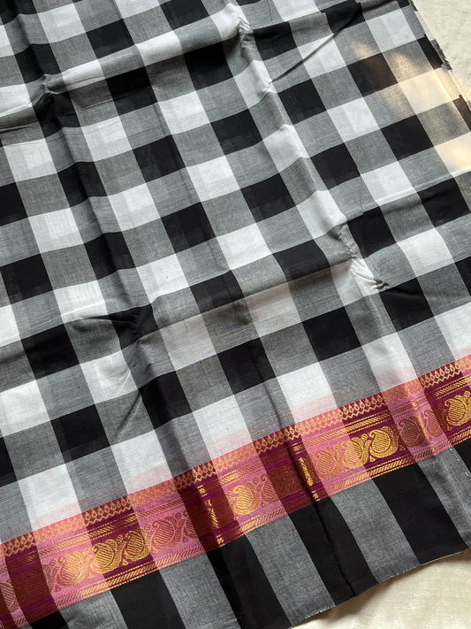 Black & White Kattam - Chettinadu Cotton