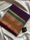 Kattam Edit – Purple Checked Chettinadu Cotton Saree