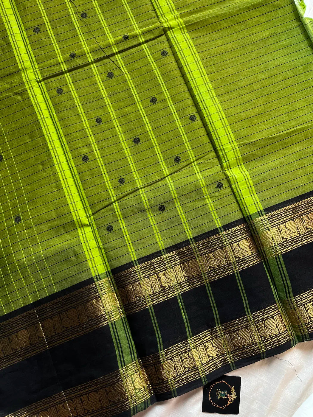 Kattam Edit – Green & Black Checked Chettinadu Cotton Saree