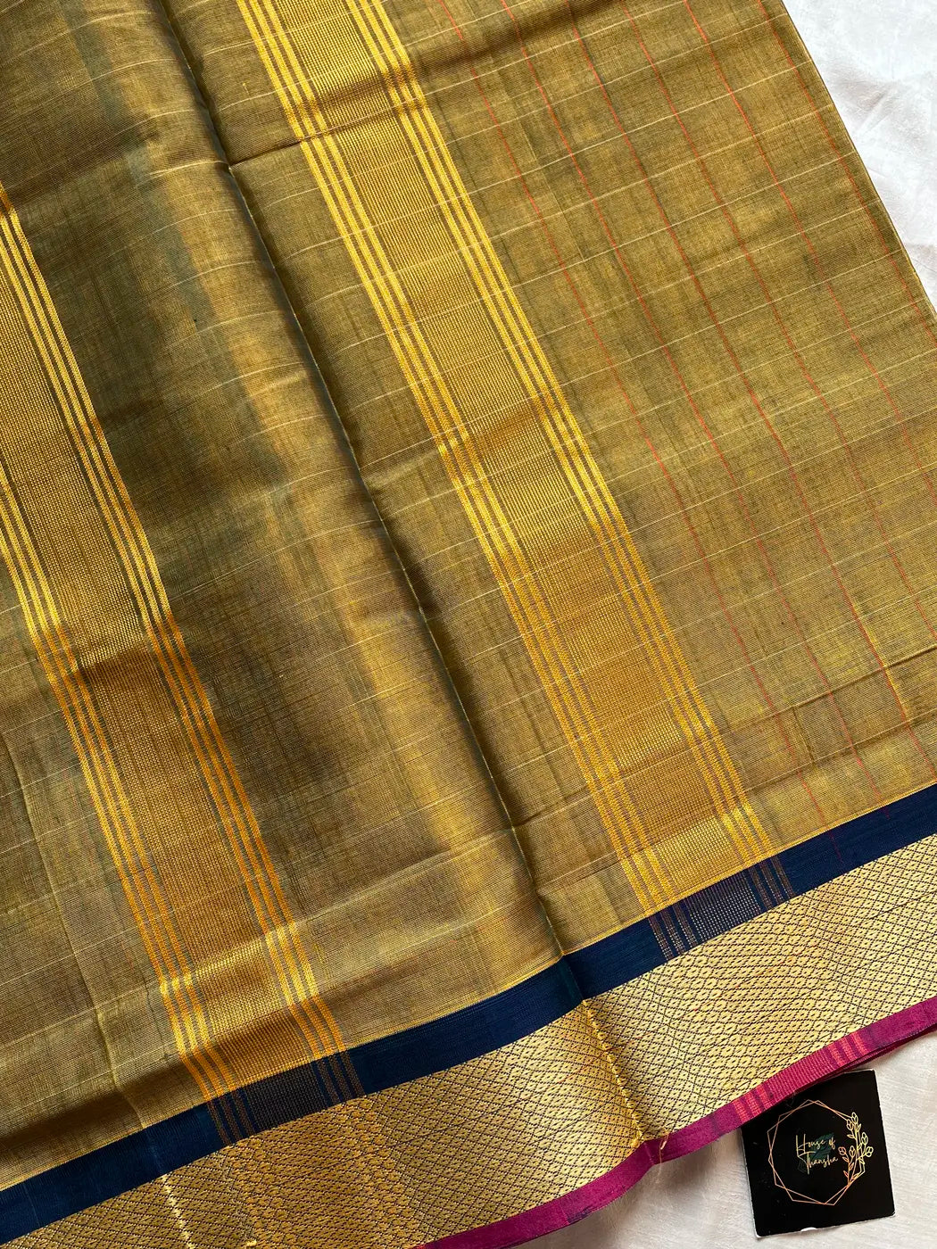 Devendra Saree – Olive Gold | Handloom Art silk