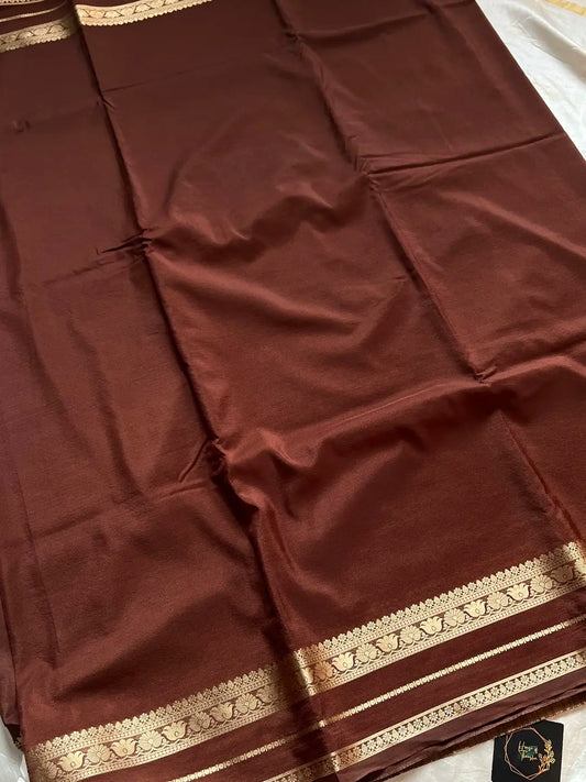 Semi Mysore Silk Saree – Coffee brown