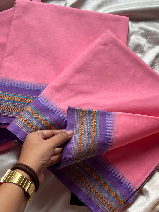 Chettinadu Cotton Saree – Rose Pink