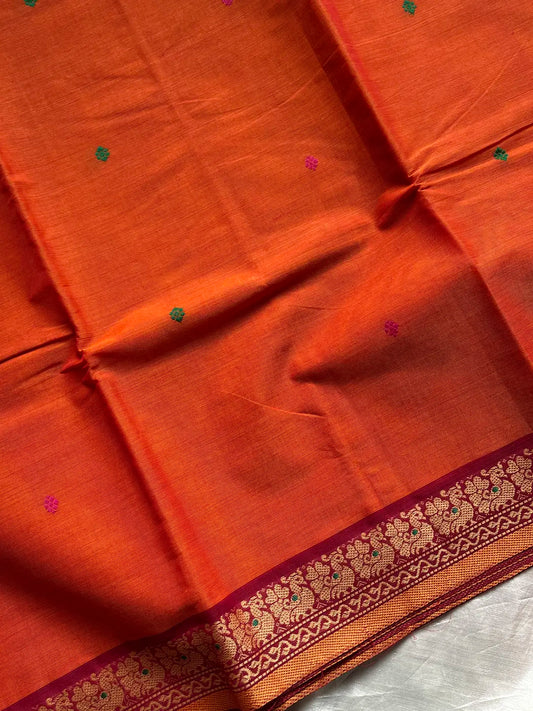 Chettinadu Cotton Saree – Orange