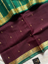 Vanam – Coffee Brown Handloom Art Silk Saree with Green Border