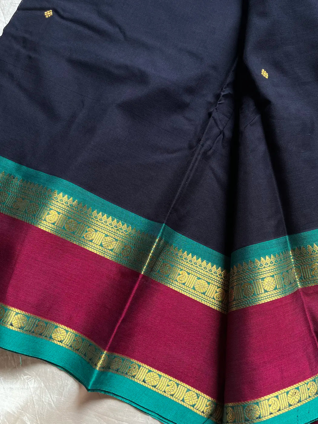 Throne Edit – Dark Blue 120 Counts Mercerised Kanchi Cotton Saree