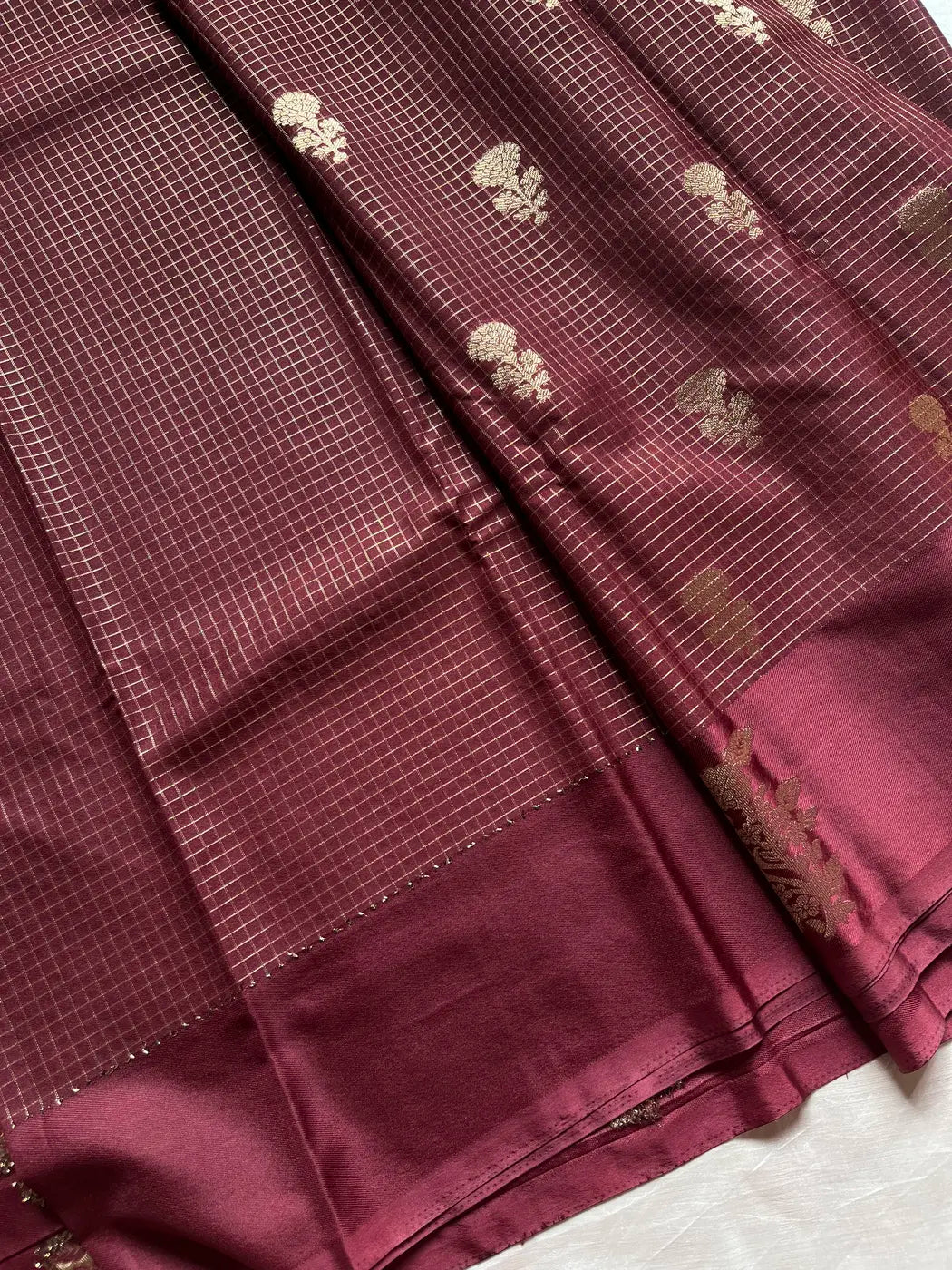 Banarasi Crepe Silk Saree – Cocoa Maroon