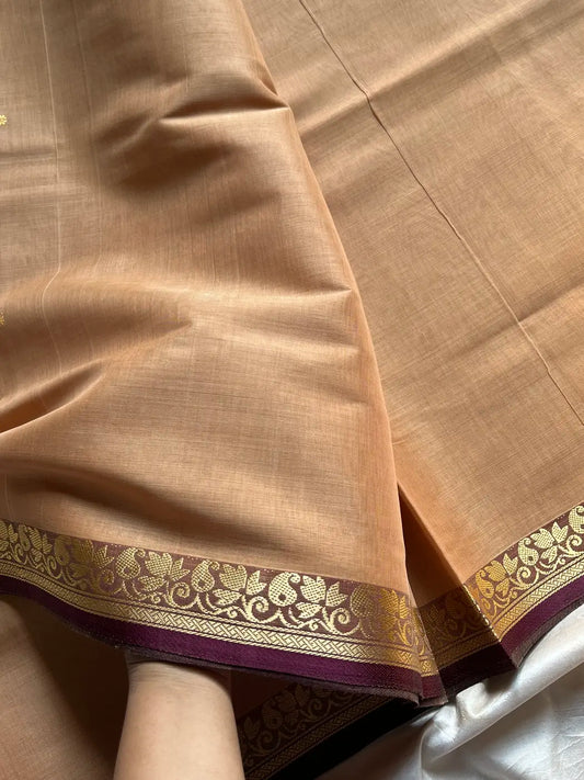 Vegan Silk Saree – Beige Handloom Silk