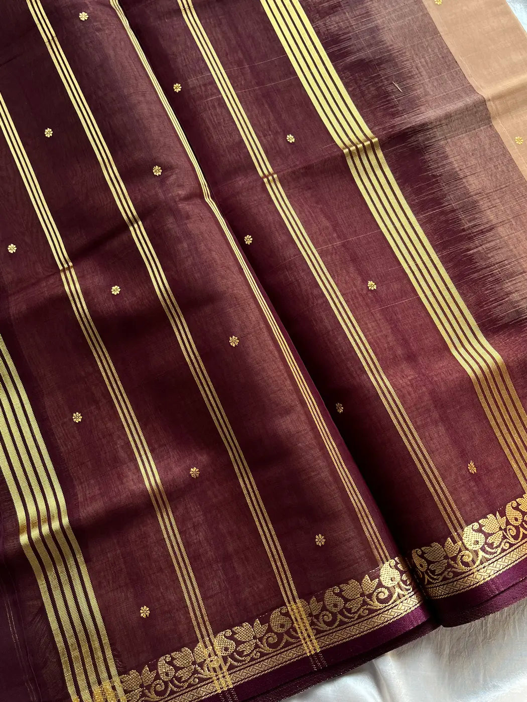 Vegan Silk Saree – Beige Handloom Silk