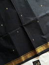 Sheuli – Black Chettinadu Cotton Saree with Golden Zari Butta