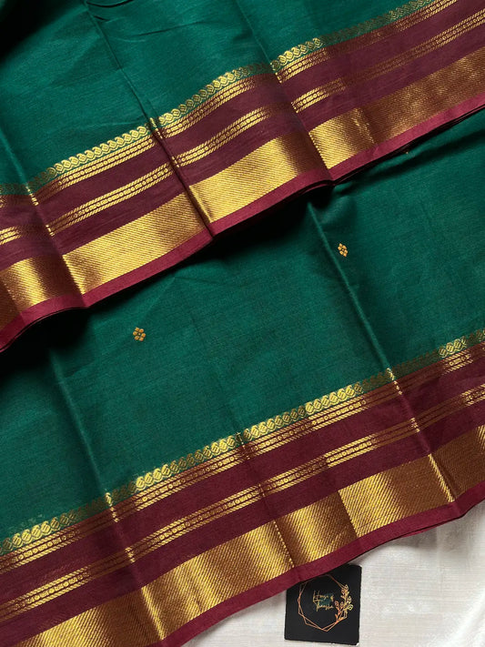 Vintage Loom Edit | Emerald Green Chettinadu Cotton Saree