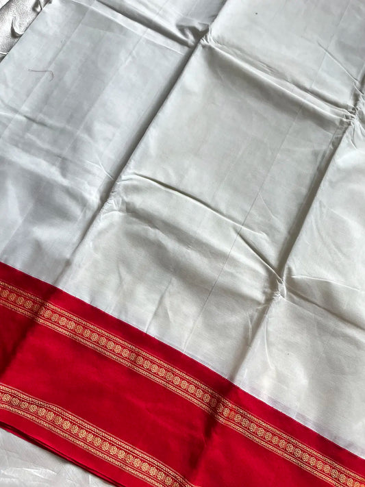 Maragatham – White & Red Chettinadu Cotton Saree