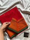Kattam Edit – Red Kanchi Cotton Saree