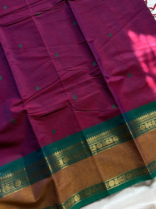 Subtle Weaves | Plum Pink Kanchi Cotton Saree