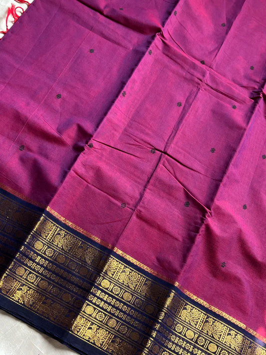 Subtle Weaves | Wine Pink Kanchi Cotton Saree