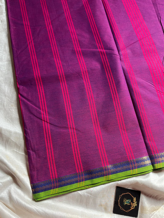 Madisar Edit | Vaadamalli Purple 10 Yards Madisar Kanchi Cotton Saree