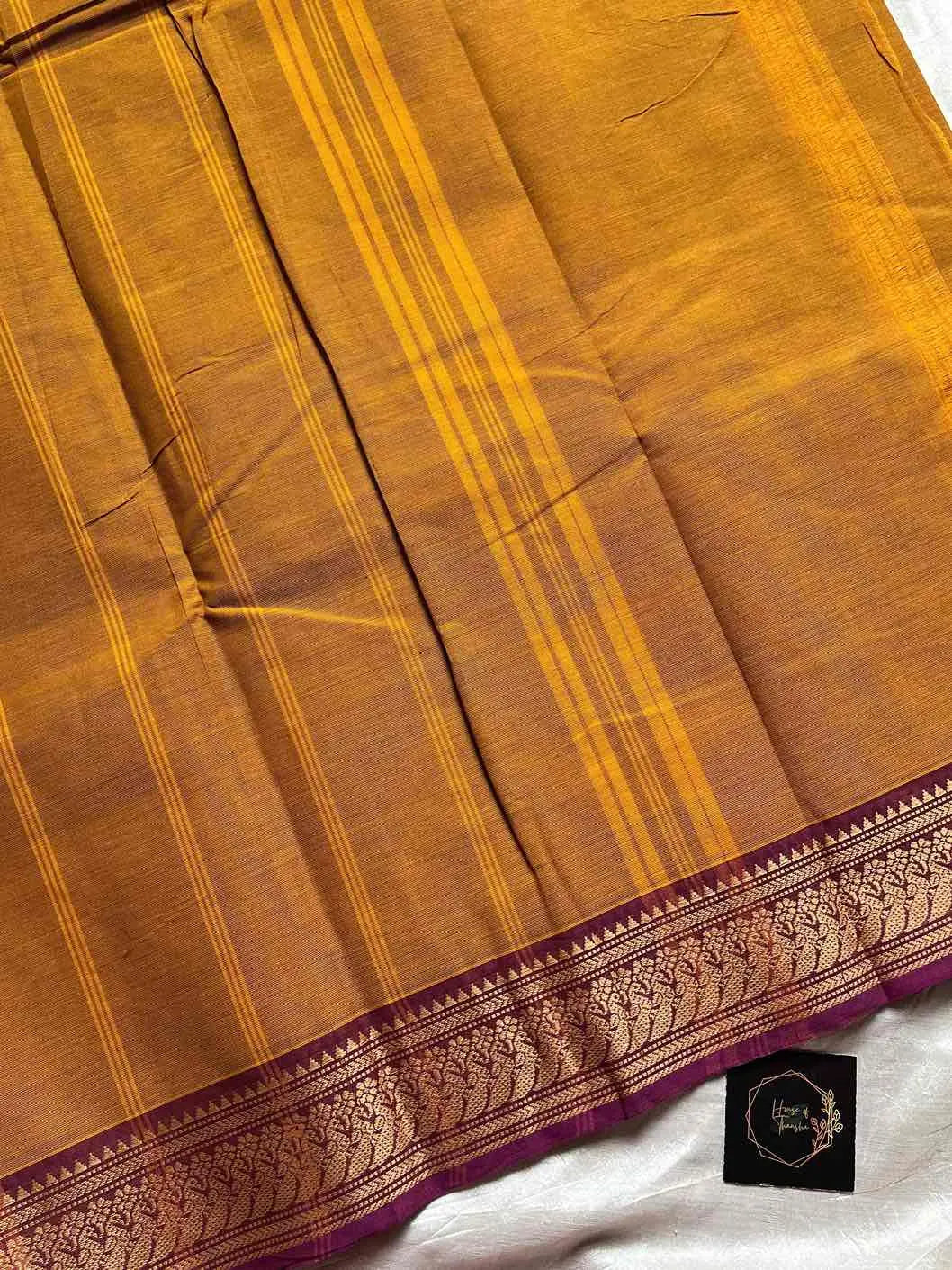 Chettinadu Cotton Saree – Yellow (Without Blouse)