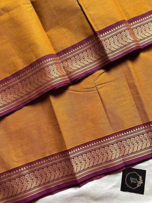Chettinadu Cotton Saree – Yellow (Without Blouse)
