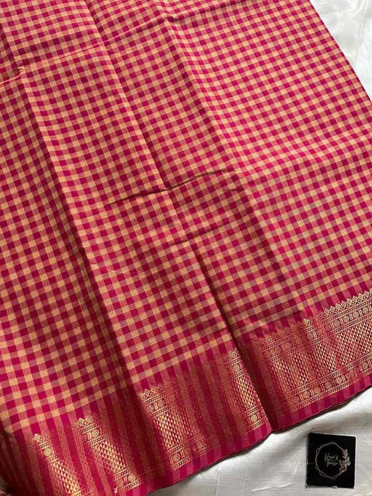 Mini Kattam – Pink beige Chettinadu cotton (Without Blouse)