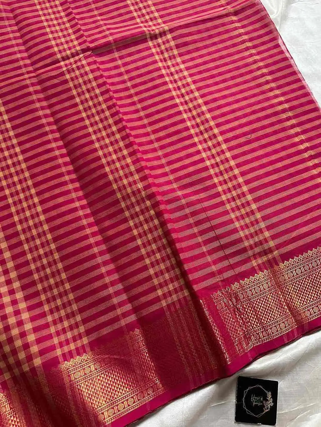 Mini Kattam – Pink beige Chettinadu cotton (Without Blouse)