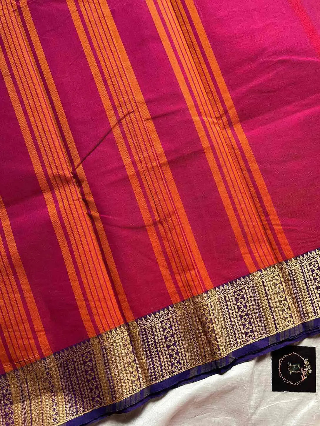 Chettinadu Cotton Saree – Magenta Pink (Without Blouse)