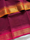 Ganga Jamuna Borders – Maroon Kanchi Cotton Saree