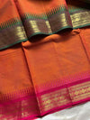 Ganga Jamuna Borders – Orange Kanchi Cotton Saree