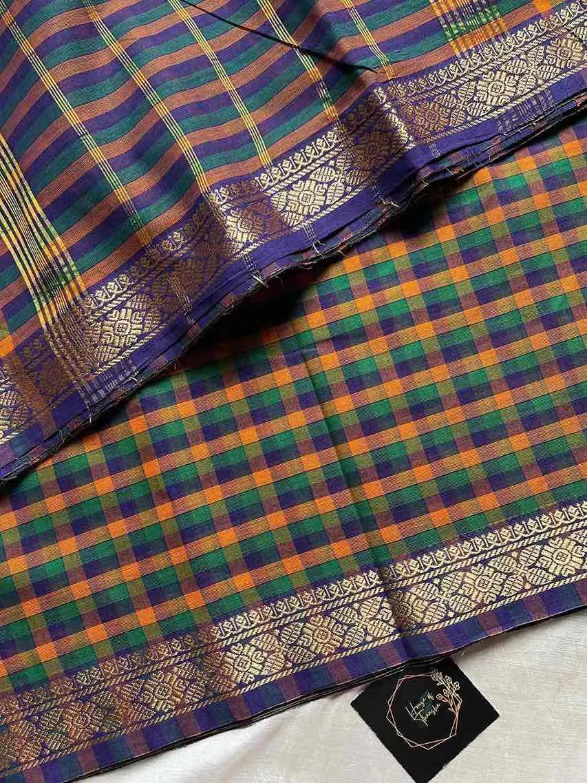 Mini Kattam – Checked Chettinadu Cotton Saree (Without blouse)