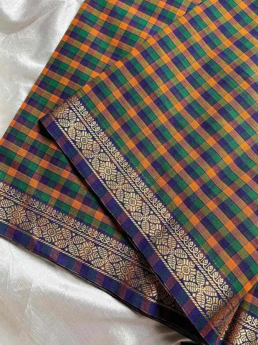 Mini Kattam – Checked Chettinadu Cotton Saree (Without blouse)