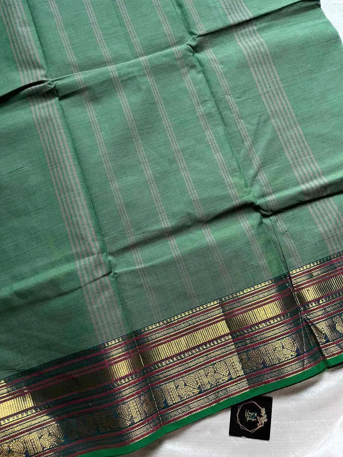 Subtle Weaves | Pastel Green Kanchi Cotton Saree
