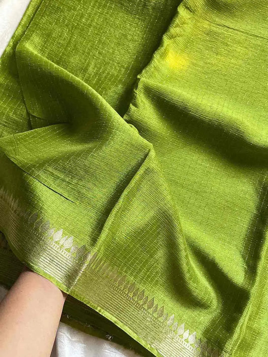 Soft Sheen Drapes – Green Viscose Georgette Saree | House of Thansha