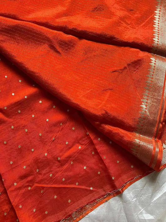 Soft Sheen Drapes – Orange Viscose Georgette Saree | House of Thansha