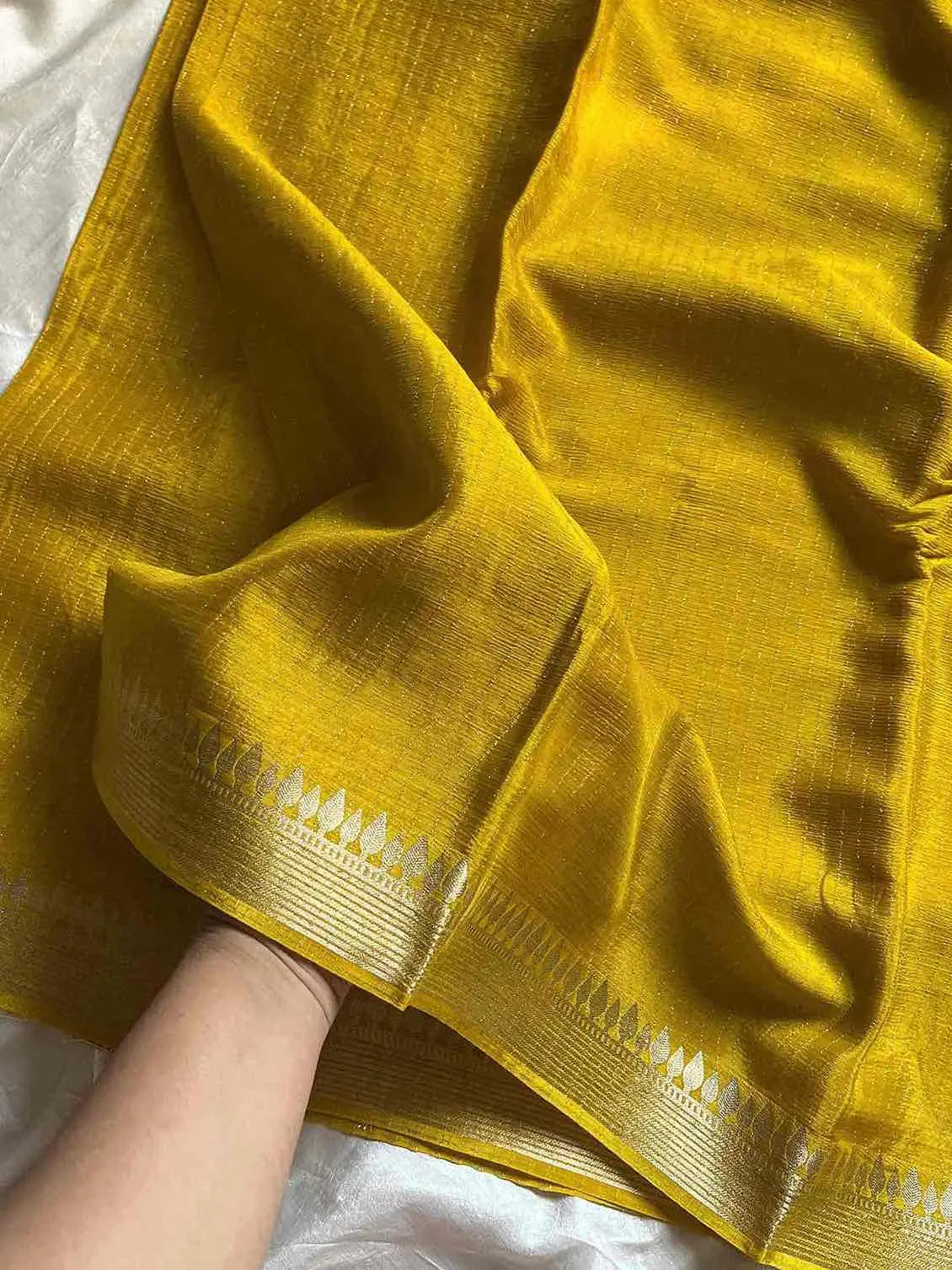 Soft Sheen Drapes – Yellow Viscose Georgette Saree | House of Thansha