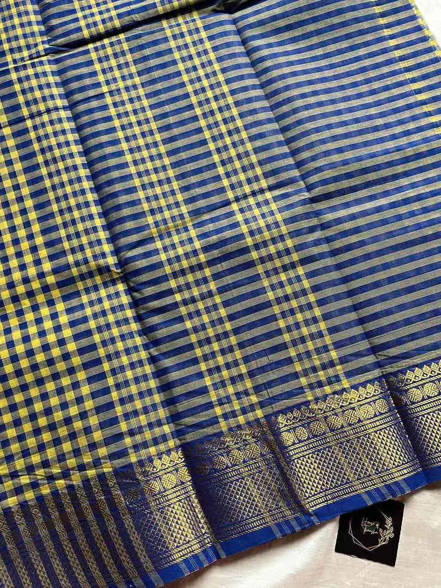 Mini Kattam – Yellow & Blue Chettinadu cotton