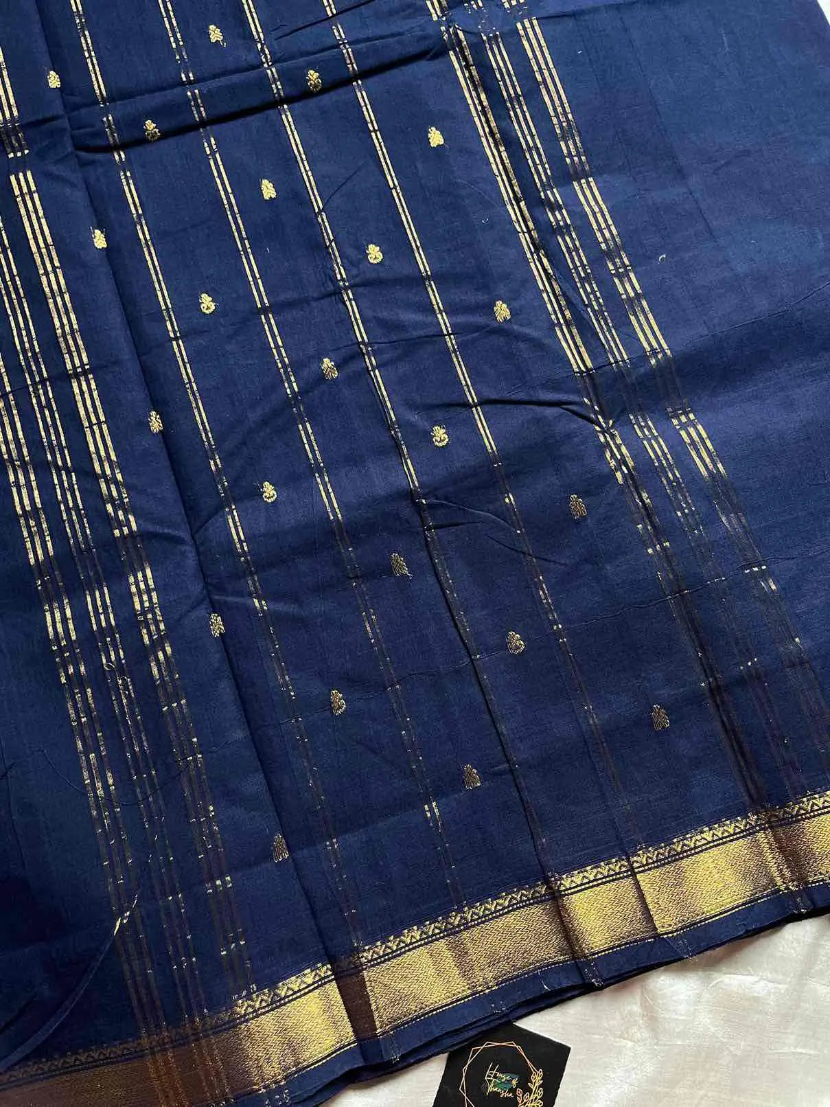 Subtle Weaves | Dark Blue Chettinadu Cotton Saree