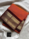 Pure Kanchi cotton saree with subtle golden zari border – House of Thansha