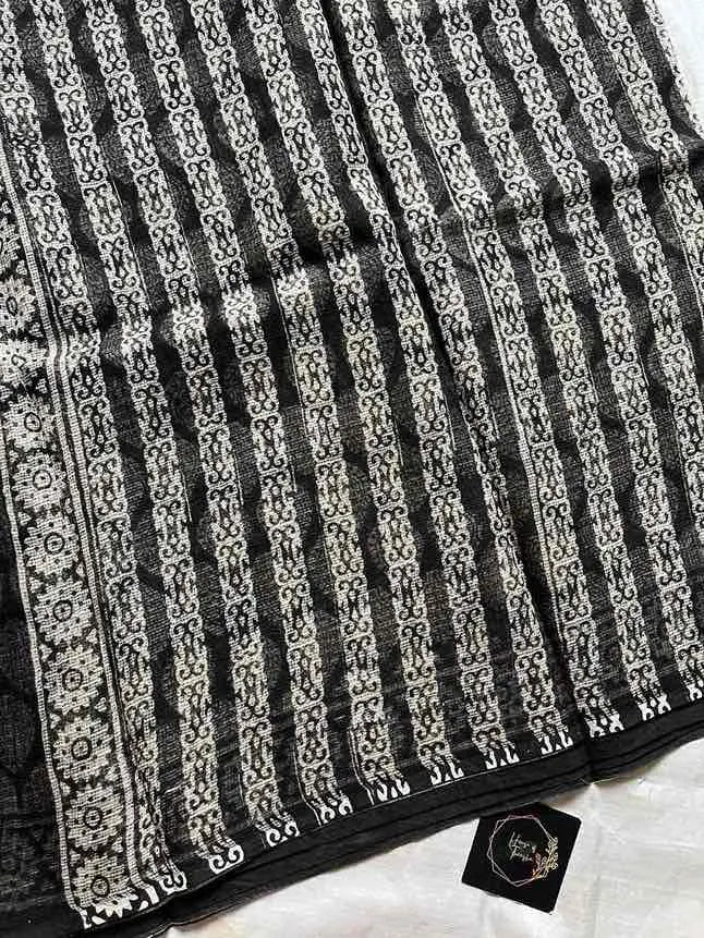 Kota Doria handblock saree with mulmul blouse – House of Thansha