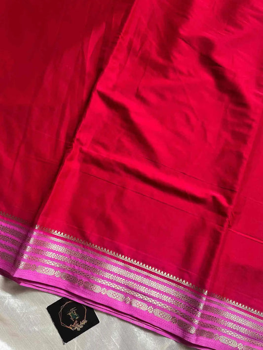 Semi Mysore Silk saree – Red & Pink