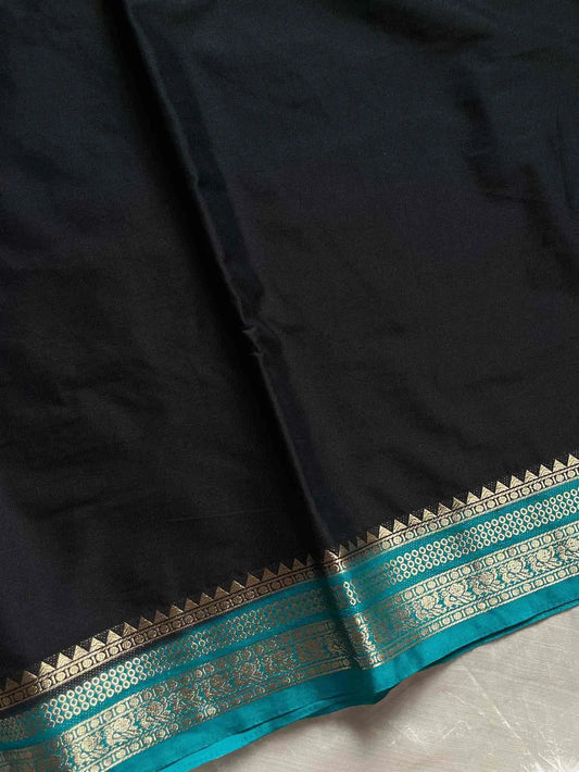 Semi Mysore Silk saree – Black & Blue