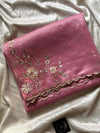 Soft organza saree with floral hand embroidery, flowy drape by House of Thansha