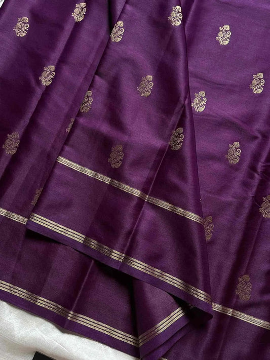 Crepe Silk Saree – Dark Berry Purple