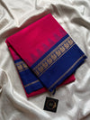 Pink Chettinadu cotton saree with thread-woven korvai border and running blouse