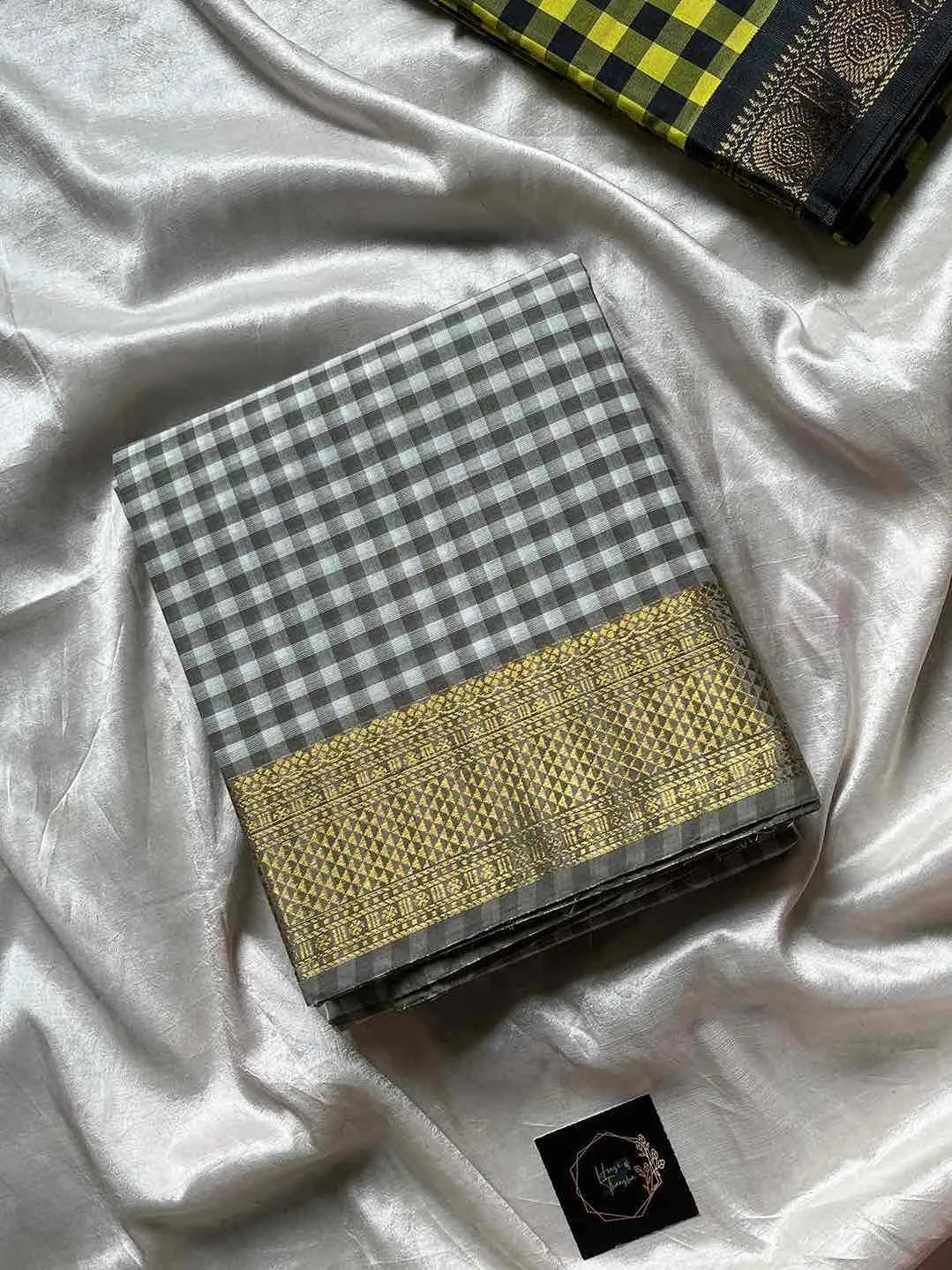 Mini Kattam – Grey Chettinadu cotton (Without Blouse)