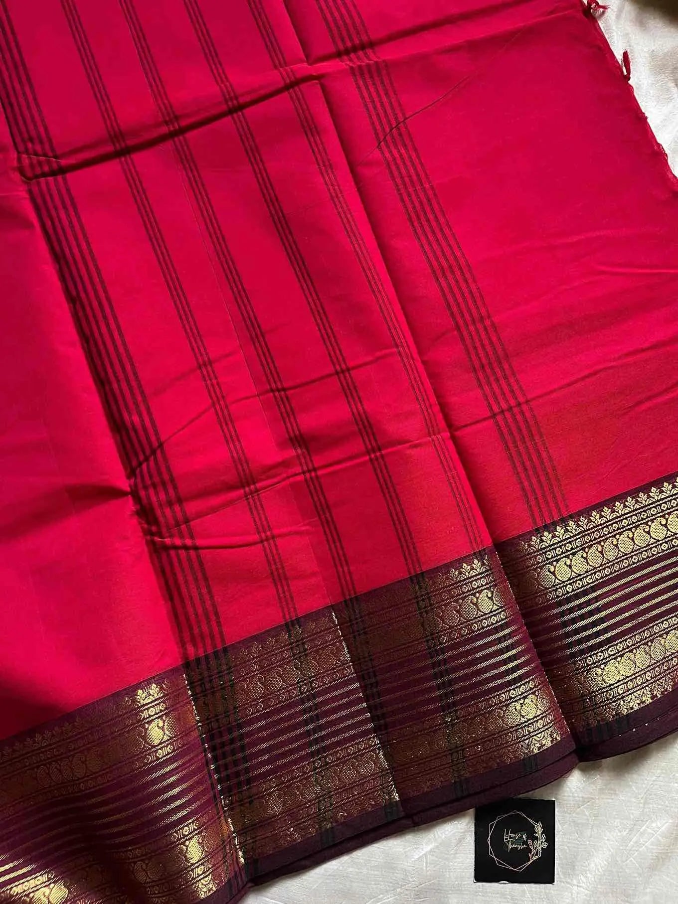 Handwoven Kanchi cotton saree - Pallu  – House of Thansha