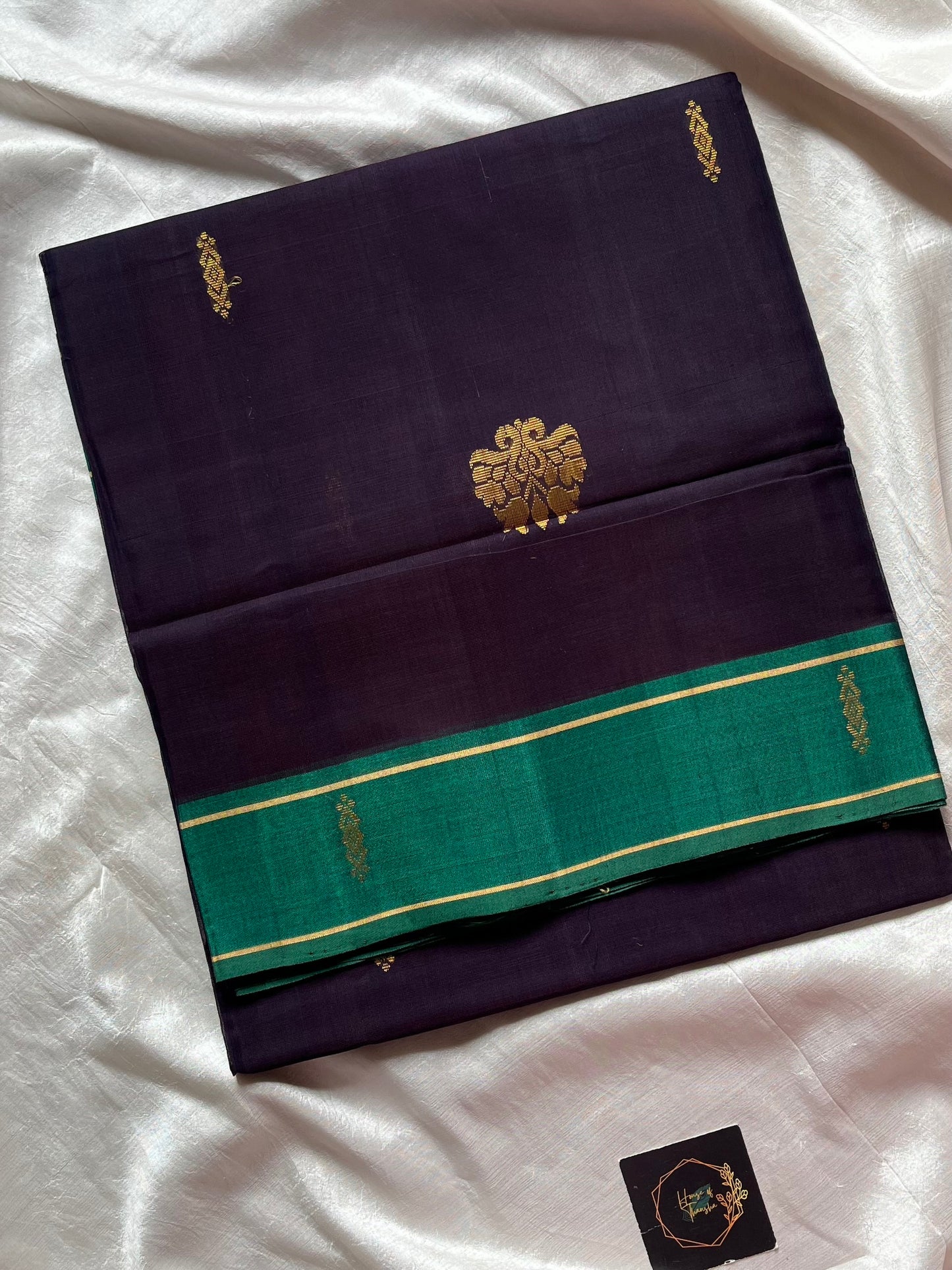 Devendra Vegan Weaves Blueish Purple Handloom Art Silk Saree with Contrast Border and Pallu | House of Thansha
