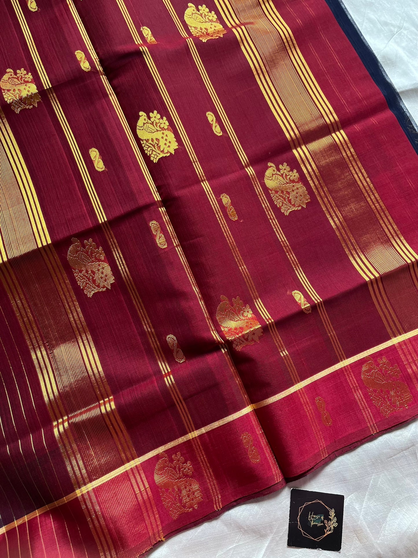 Vegan Weaves – Dark Blue Handloom Art Silk Saree
