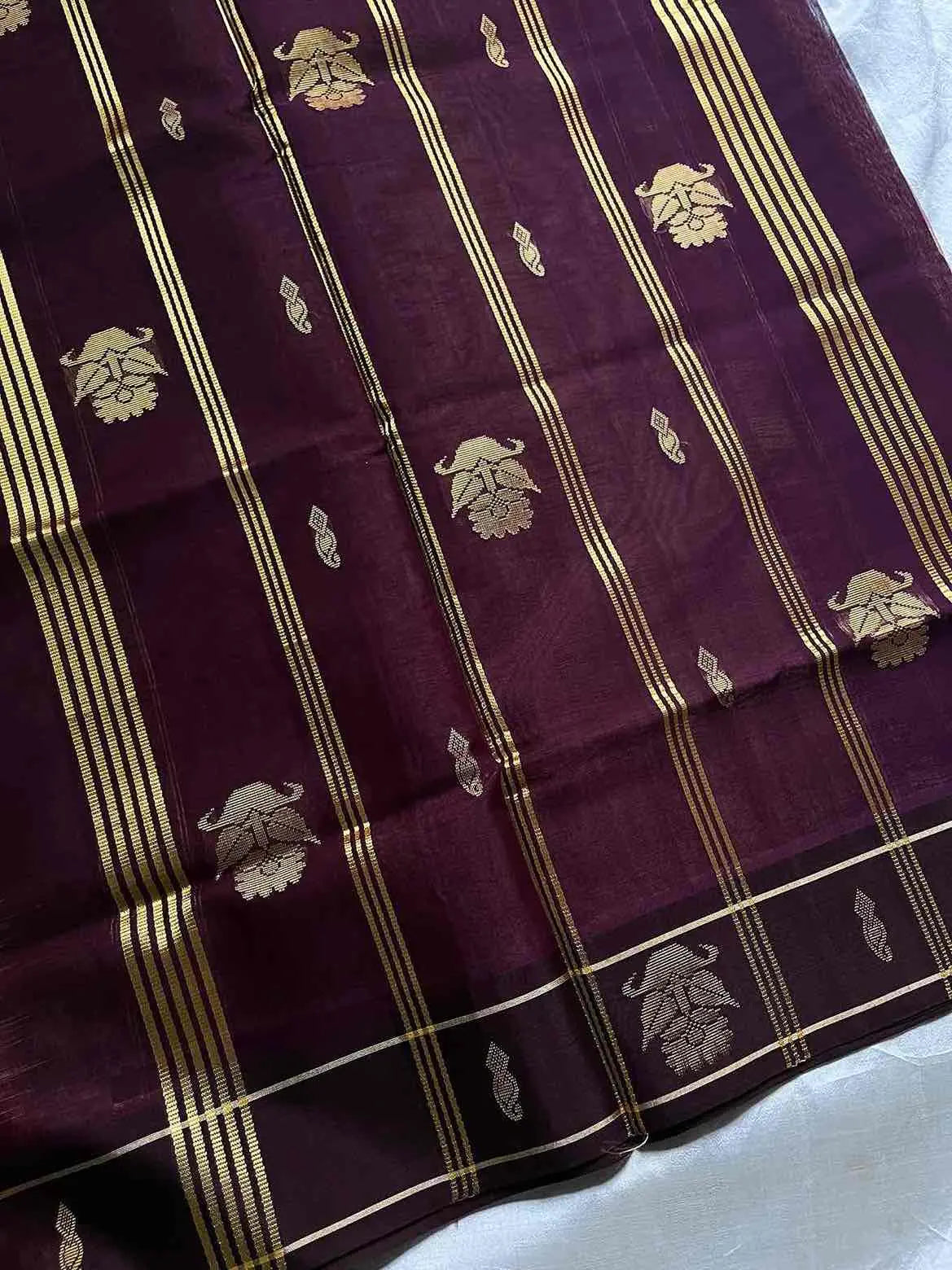 Vegan Weaves – Pastel brown Handloom Art Silk Saree